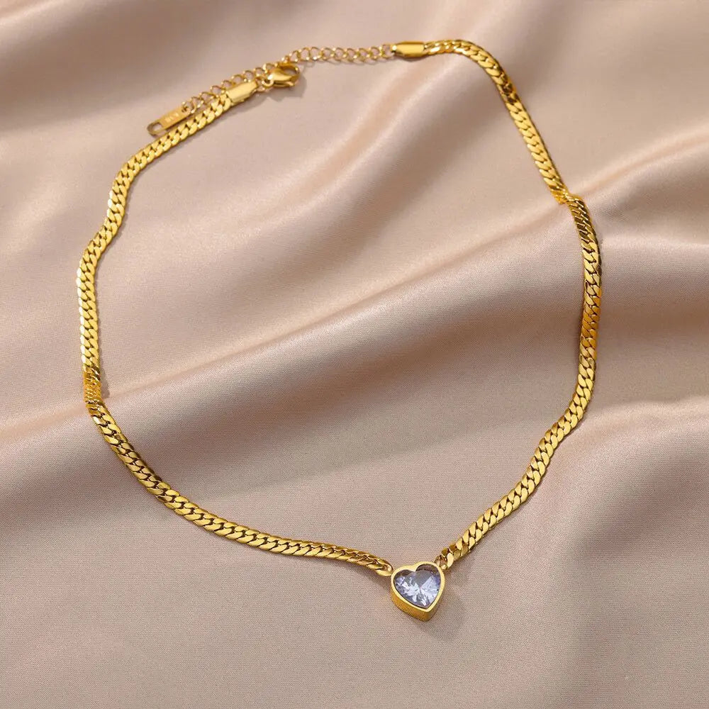 Heart-Shaped Crystal Necklace / Bracelet - Kouttor Soliman