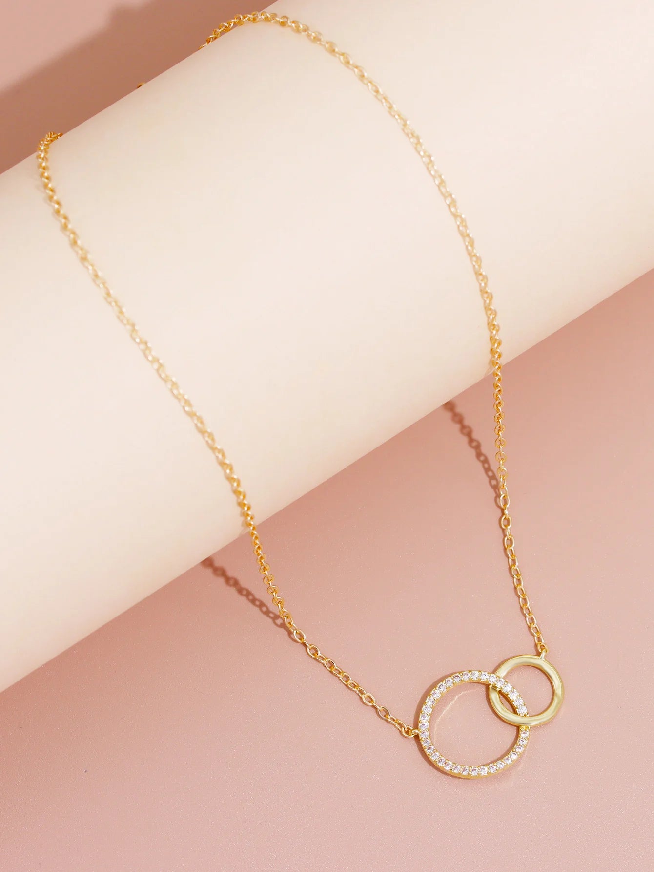 Stainless Steel Double Circle Pendant Necklace