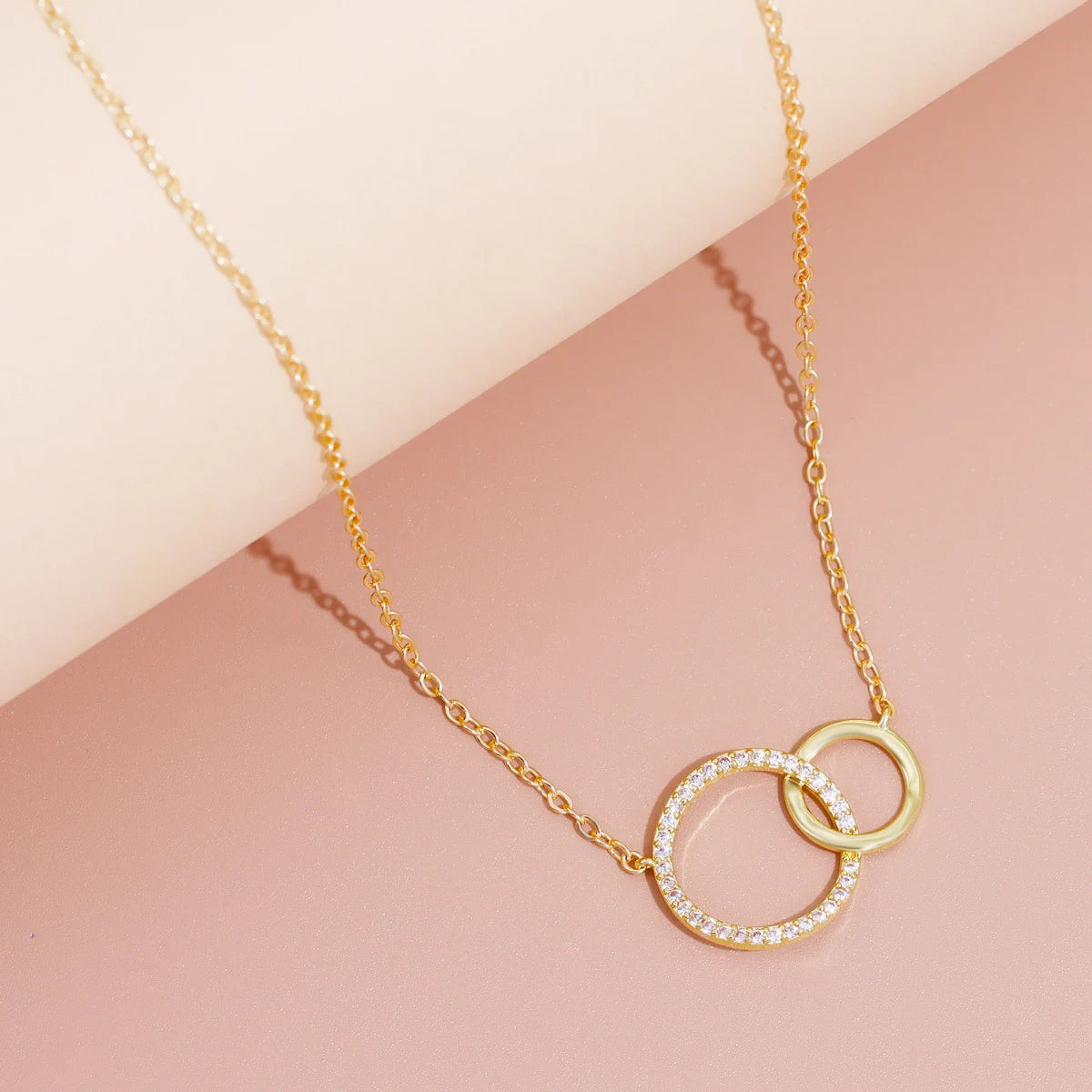 Stainless Steel Double Circle Pendant Necklace