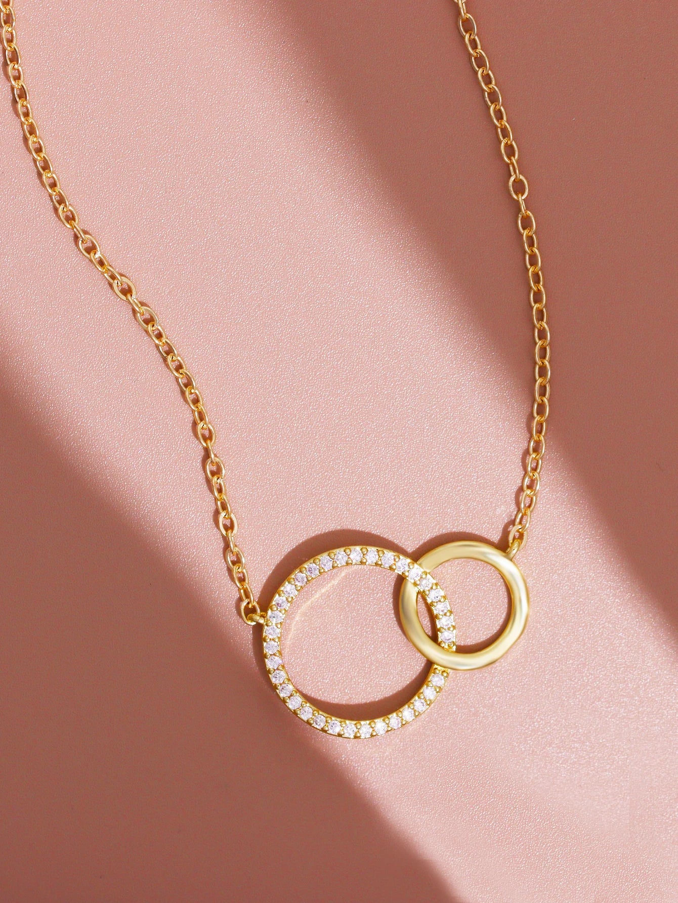 Stainless Steel Double Circle Pendant Necklace