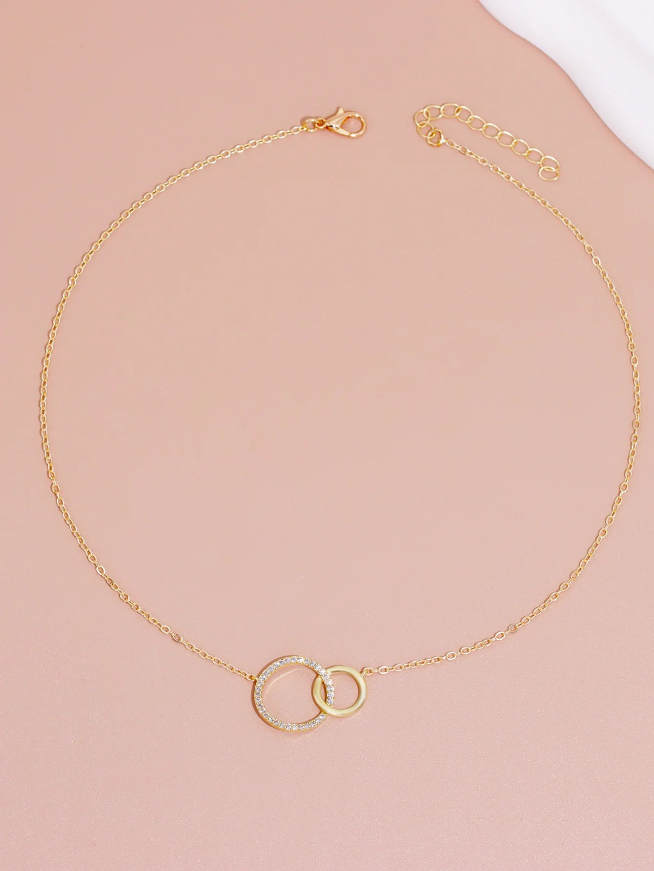 Stainless Steel Double Circle Pendant Necklace