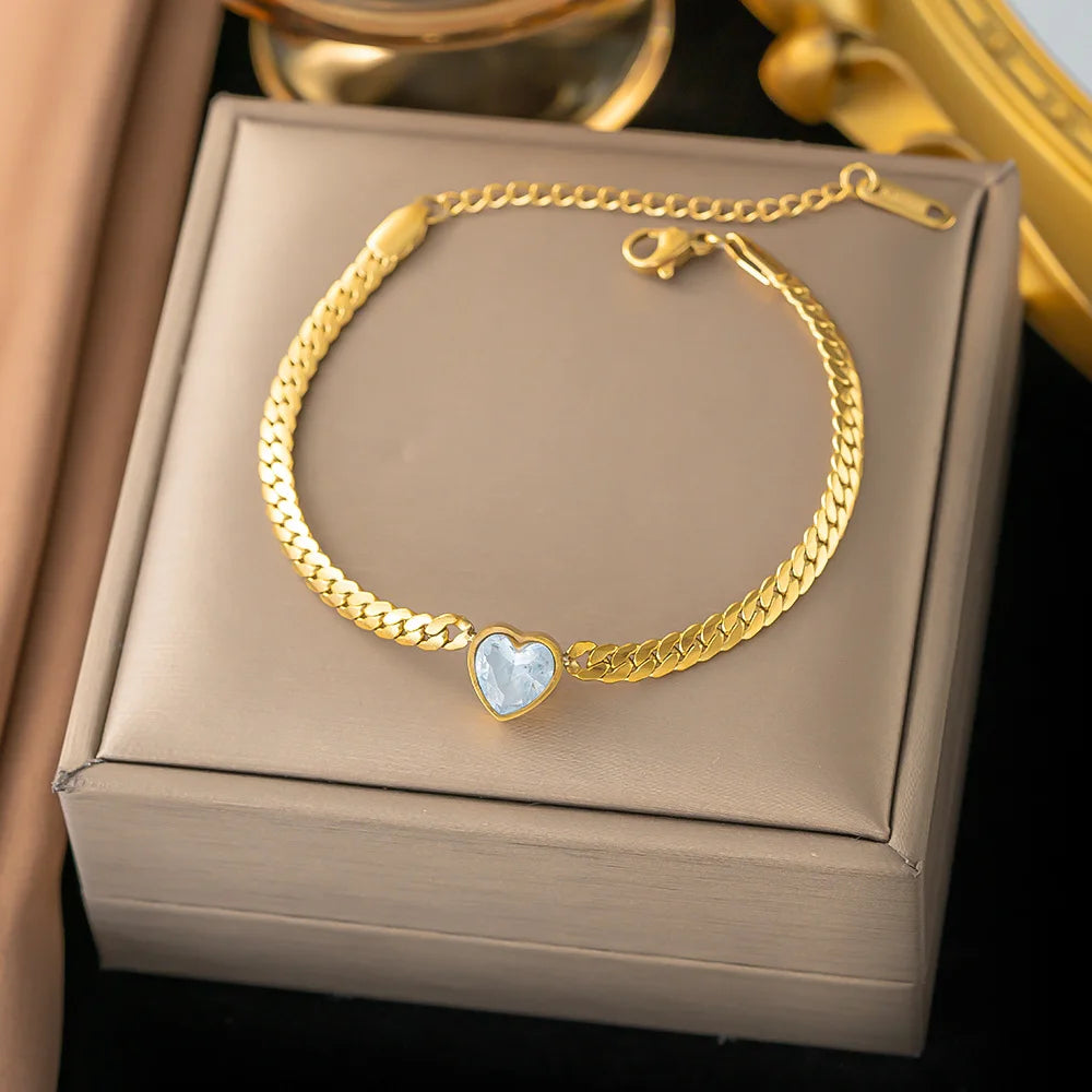 Heart-Shaped Crystal Necklace / Bracelet - Kouttor Soliman