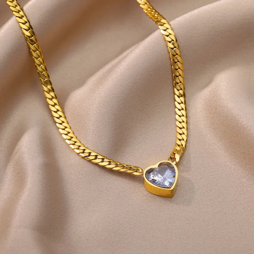 Heart-Shaped Crystal Necklace / Bracelet - Kouttor Soliman