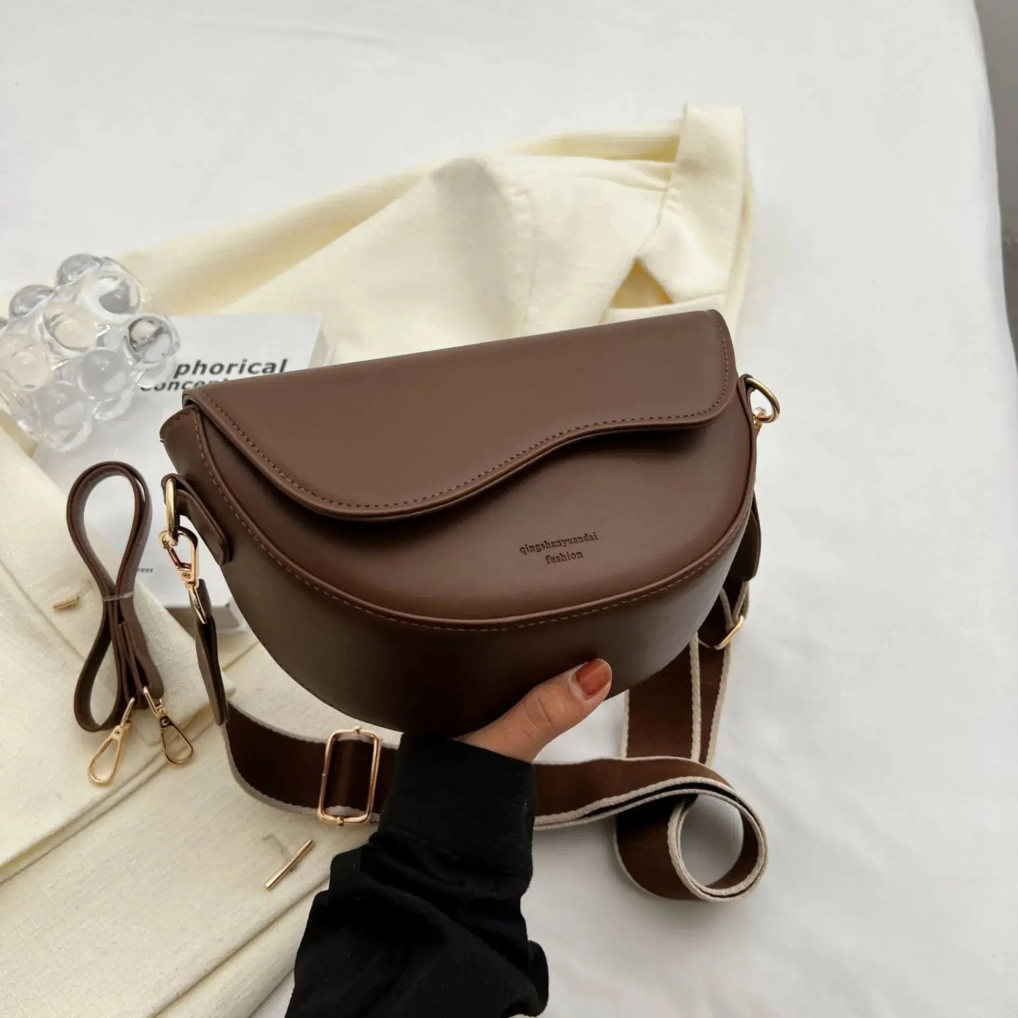 Small Crossbody Bag  Coffee/Light brown/Black - Kouttor Soliman