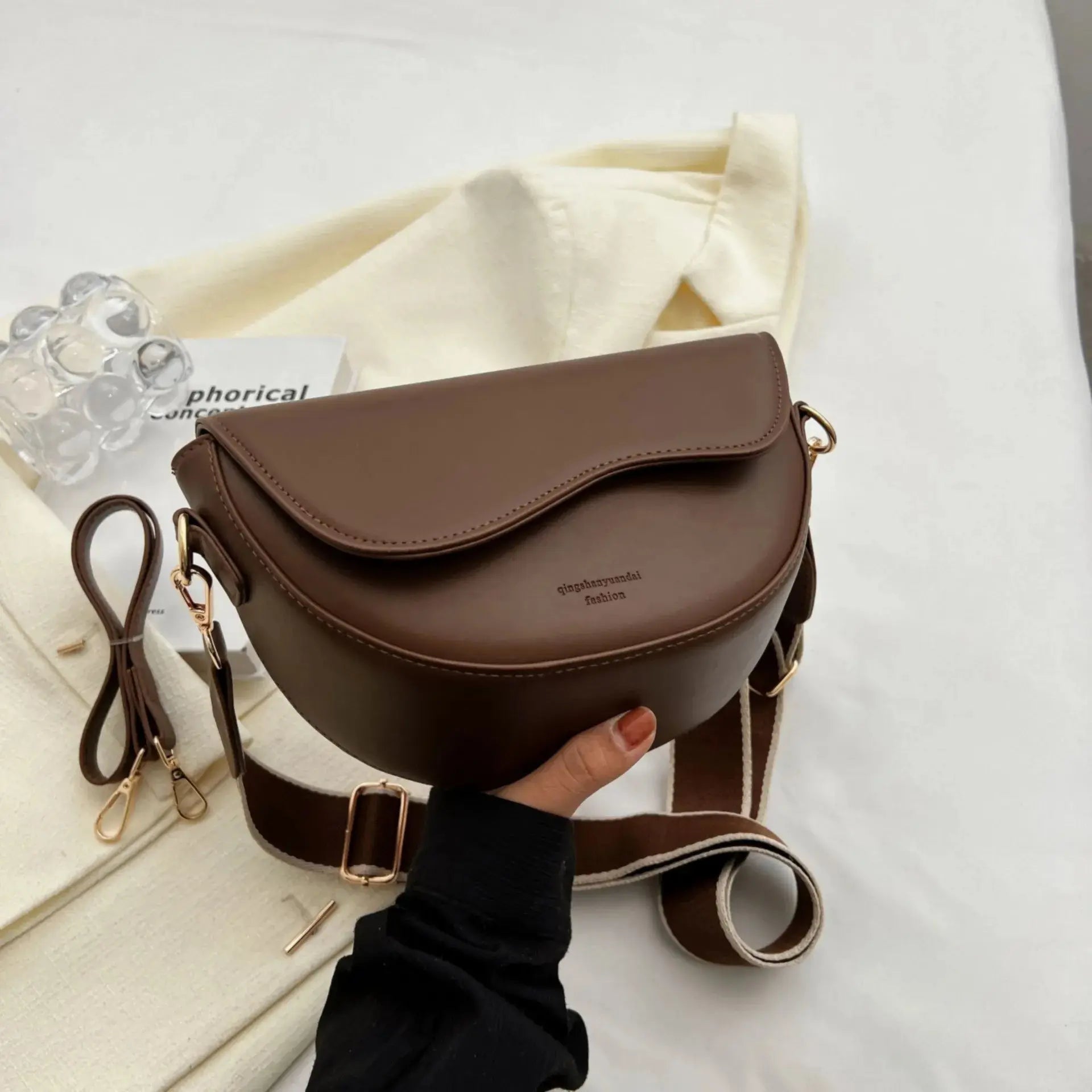 Small Crossbody Bag  Coffee/Light brown/Black - Kouttor Soliman