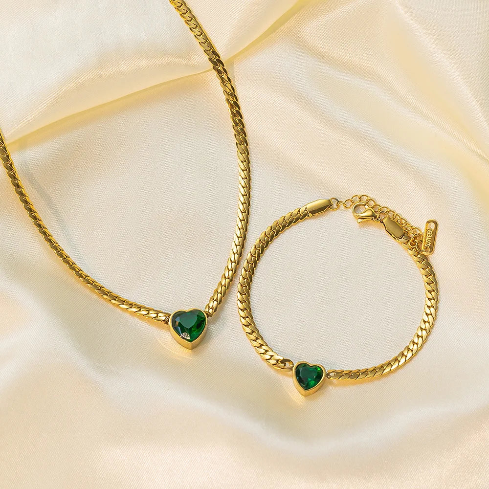 Heart-Shaped Crystal Necklace / Bracelet - Kouttor Soliman