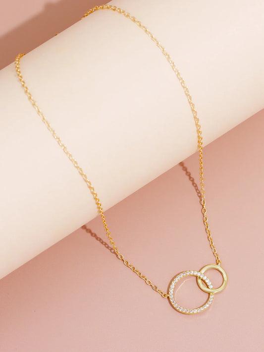 Stainless Steel Double Circle Pendant Necklace