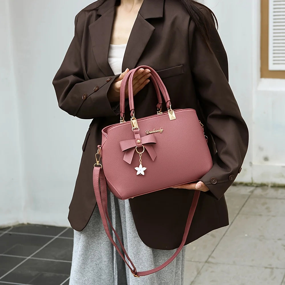 Shoulder Bag with Bowknot Decoration - Kouttor Soliman