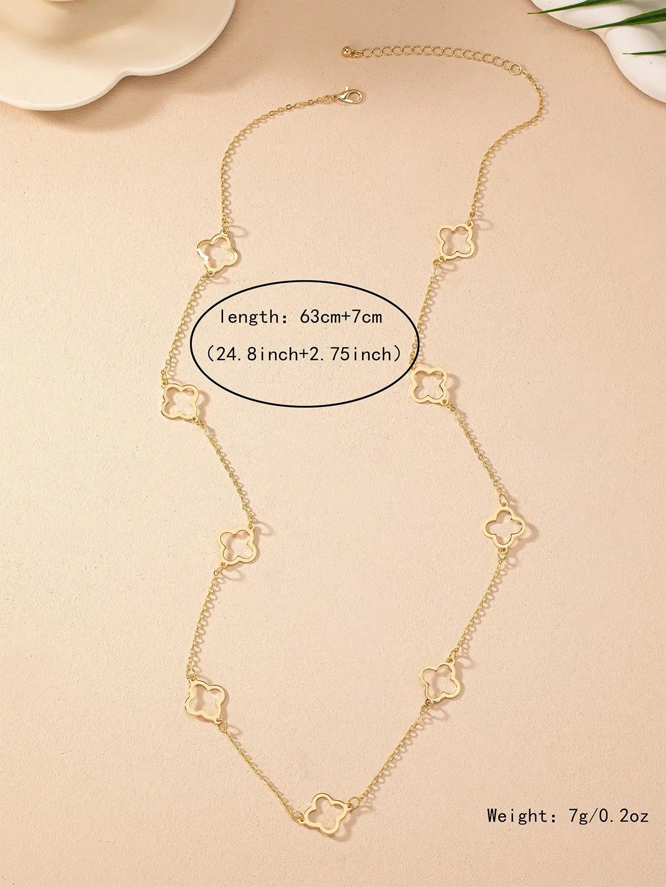 Gold Four Leaf Clover Necklace 18K Gold Plated Stainless Steel