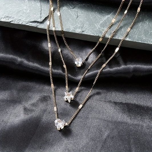 Triple Layer Sparkling Pendant Necklace - Kouttor Soliman